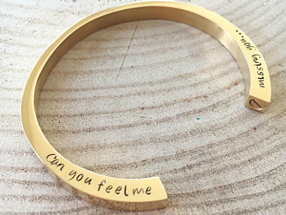 Gold engraved cremation bracelet