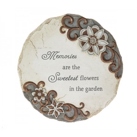 Memorial Garden Stepping Stone with Text - Memories are the Sweetest Flowers in the Garden