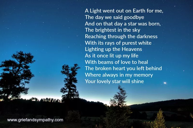 Memorial Poem -The Star -  A light went out on earth